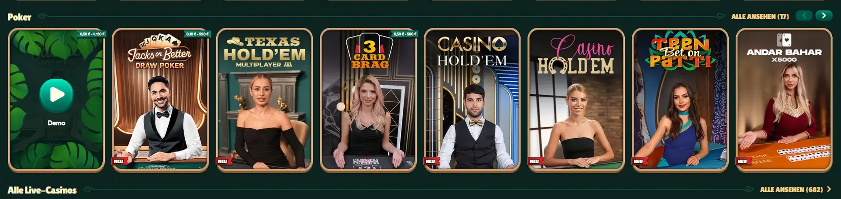 Live-Poker-Tisch mit professionellen Dealern bei GoKong